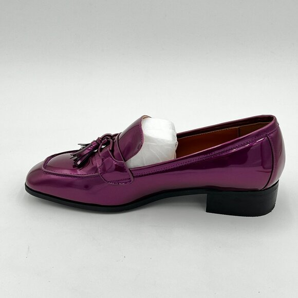 FOWT Purple Tassels Almond Toe Loafers Low Chunky Heel Pumps Slip On Shoes - Picture 2 of 5